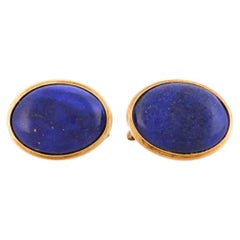 Vintage 14K Yellow Gold Blue Lapis Lazuli Earrings