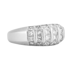 Platinum Four Row Princess Cut Diamond Cocktail Ring