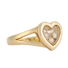14K Yellow Gold Three Stone Diamond Heart Ring