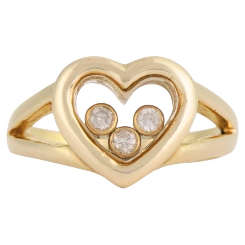 14K Yellow Gold Three Stone Diamond Heart Ring