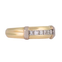 18K Yellow Gold Six Stone Princess Cut Diamond Band Ring