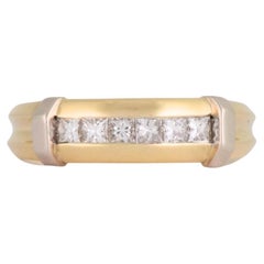 18K Yellow Gold Six Stone Princess Cut Diamond Band Ring