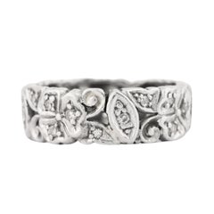 Vintage Platinum Single Cut Diamond Floral Band Ring
