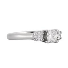 Platinum 950 Princess Cut Diamond Three Stone Engagement Ring