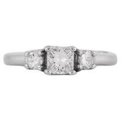 Platinum 950 Princess Cut Diamond Three Stone Engagement Ring