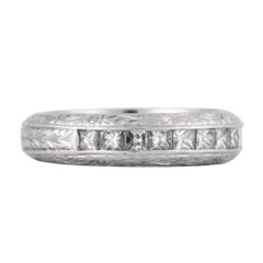 Vintage Platinum 900 Princess Cut Diamond Band Ring