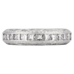 Vintage Platinum 900 Princess Cut Diamond Band Ring