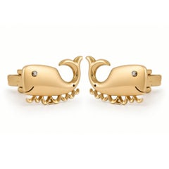Vintage 14K Yellow Gold Figural Whale Cufflinks – Diamond Eyes