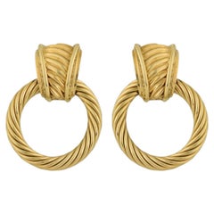 Vintage David Yurman 14K Yellow Gold Cable Hoop & Dangle Earrings