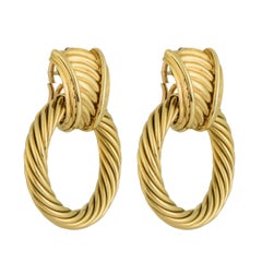 Vintage David Yurman 14K Yellow Gold Cable Hoop & Dangle Earrings