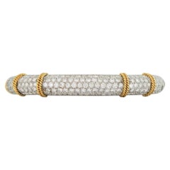 18K Yellow Gold Pavé Set Round Brilliant Diamond Bangle Bracelet