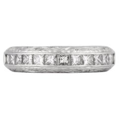 Vintage Platinum 900 Princess Cut Diamond Band Ring – 1.00 CTW