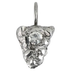 Ladies Platinum Nugget Style Round Brilliant Diamond Pendant