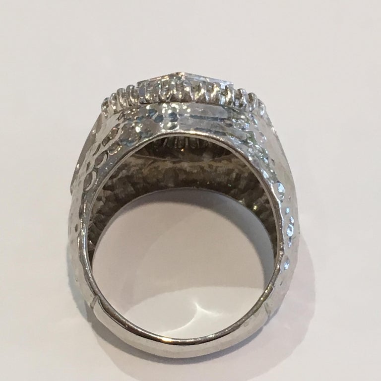 Men’s 14 Karat White Gold Fancy Champagne and White Diamond 3.75 Carat