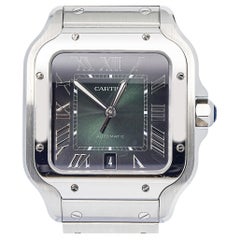 Cartier Santos de Cartier Stainless Steel Green Dial Automatic Watch
