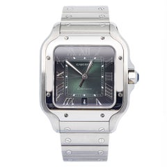 Cartier Santos de Cartier Stainless Steel Green Dial Automatic Watch