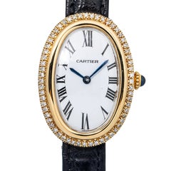 Cartier Baignoire 78094 Factory Diamond 18kYellow White Dial Manual Women's 22mm