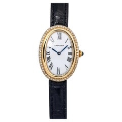 Cartier Baignoire 78094 Factory Diamond 18kYellow White Dial Manual Women's 22mm