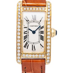 Cartier Tank Américaine W2601556 2016, carte, lunette sertie de diamants, mouvement à quartz, 19 mm