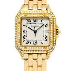 Cartier Panthere Jumbo W25014B9 Quartz 18k YG Diamond Ivory Dial Unisex 29mm