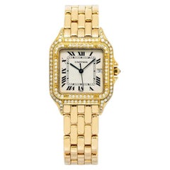 Cartier Panthere Jumbo W25014B9 Quartz 18k YG Diamond Ivory Dial Unisex 29mm