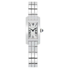 Cartier Laniere Allongee W15364W3 QUARTZ 18k White Gold Silver Dial 15x27mm