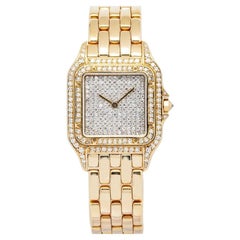 Cartier Panthere 8839 18k YG Factory Bezel Custom Pave Diamond Dial Quartz 27mm