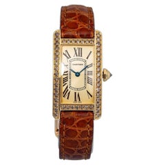 Cartier Tank Americaine 2482 WB706431 Factory Diamond Quartz 18k YG Women's 19mm