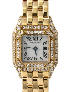 Cartier Panthere Mini 2360 W25034B9 Aftermarket Diamond 18K YG Quartz Watch 17mm