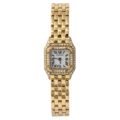 Cartier Panthere Mini 2360 W25034B9 Aftermarket Diamond 18K YG Quartz Watch 17mm
