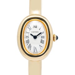 Cartier Baignoire 4596 WGBA0050 Complete Size 17 18k YG Silver Dial Quartz 18mm
