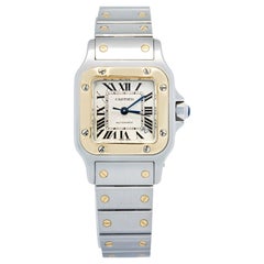 Cartier Santos Galbée W20057C4 Auto YG Two Tone Silver Dial Women's Watch 24mm