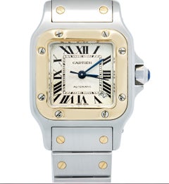 Cartier Santos Galbée W20057C4 Auto YG Two Tone Silver Dial Women's Watch 24mm