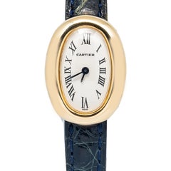 Cartier Baignoire W1510956 18k YG Cream Dial Quartz Women's Mini Watch 18mm