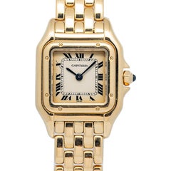 Cartier Panthere Vintage 18k Yellow Gold Patina Dial Quartz Ladies Watch 22mm