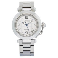 Cartier Pasha 2324 W31023M7 Midsize Stainless Steel Silver Dial Auto Unisex 35mm