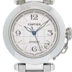 Cartier Pasha 2324 W31023M7 Midsize Stainless Steel Silver Dial Auto Unisex 35mm