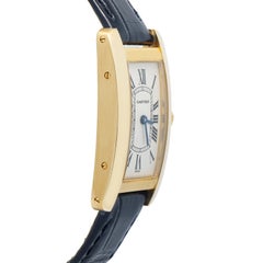 Cartier Tank Américaine W2601556 Cuir, or jaune, cadran argenté, femme, 19 x 30 mm