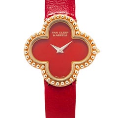Van Cleef & Arpels Alhambra 236574 18K YG Carnelian Dial Quartz Lady Watch 26mm
