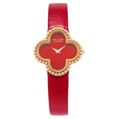 Van Cleef & Arpels Alhambra 236574 18K YG Carnelian Dial Quartz Lady Watch 26mm
