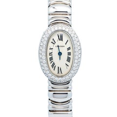 Cartier Mini Baignoire W15133L2 18K WG Factory Diamond Bezel Quartz Women 18mm