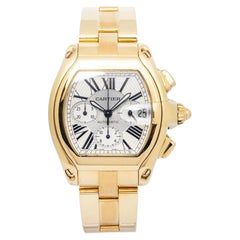 Cartier Roadster W62021Y2 2003 Completed 18K YG Silver Dial Men's Watch 41mm