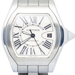 Cartier Roadster 3312 W6206017 Stainless Steel Silver Dial Quartz Men Watch 41mm