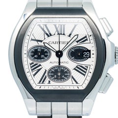 Cartier Roadster De W6206020 SS White Dial Quartz Men's Watch 44mm