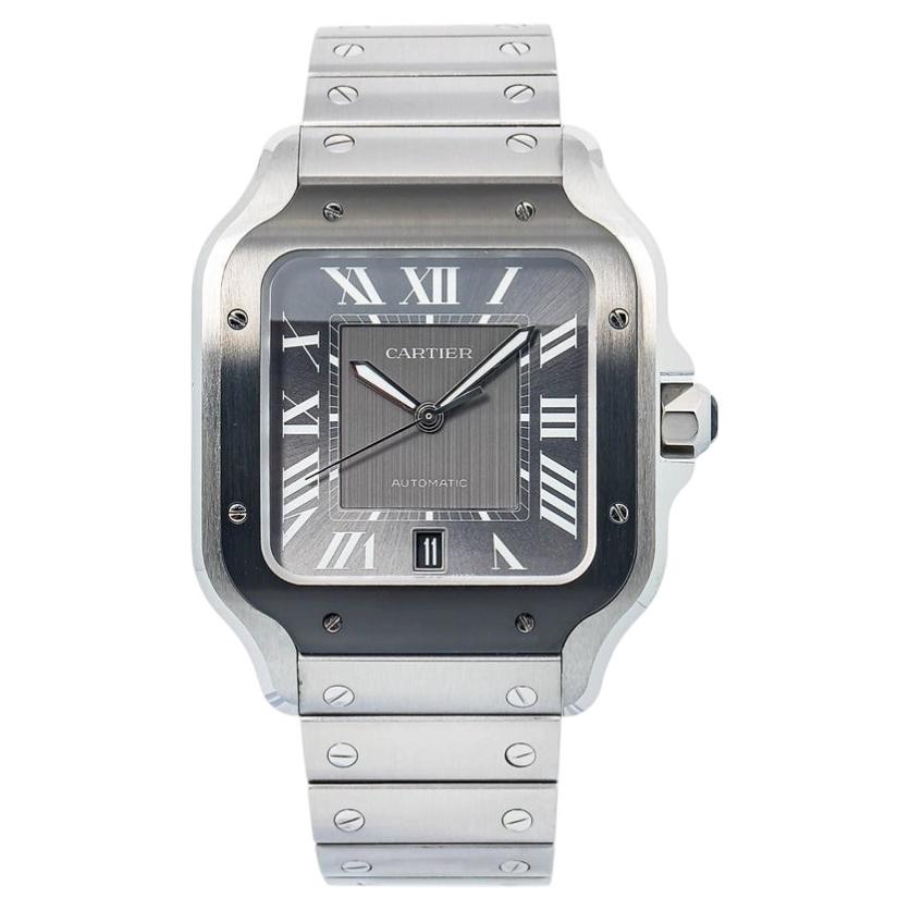 Cartier Santos WSSA0037 Paper SS Gray Dial Auto Unisex's 39mm For Sale