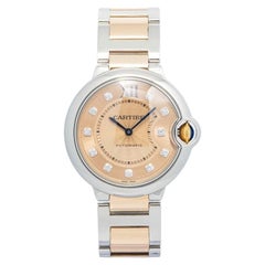 Cartier Ballon Bleu WE902054 18k RG Two Tone Salmon Diamond Dial Auto Women 33mm