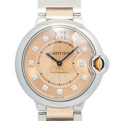 Cartier Ballon Bleu WE902054 18k RG Two Tone Salmon Diamond Dial Auto Women 33mm