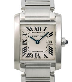 Cartier Tank Francaise W51011Q3 Stainless Steel Sliver Dial Quartz Women 25 mm