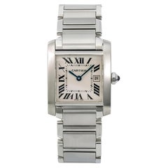 Cartier Tank Francaise W51011Q3 Stainless Steel Sliver Dial Quartz Women 25 mm