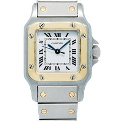 Cartier Santos Carree 18k YG Two Tone White Dial Automatic Women's Watch 24mm